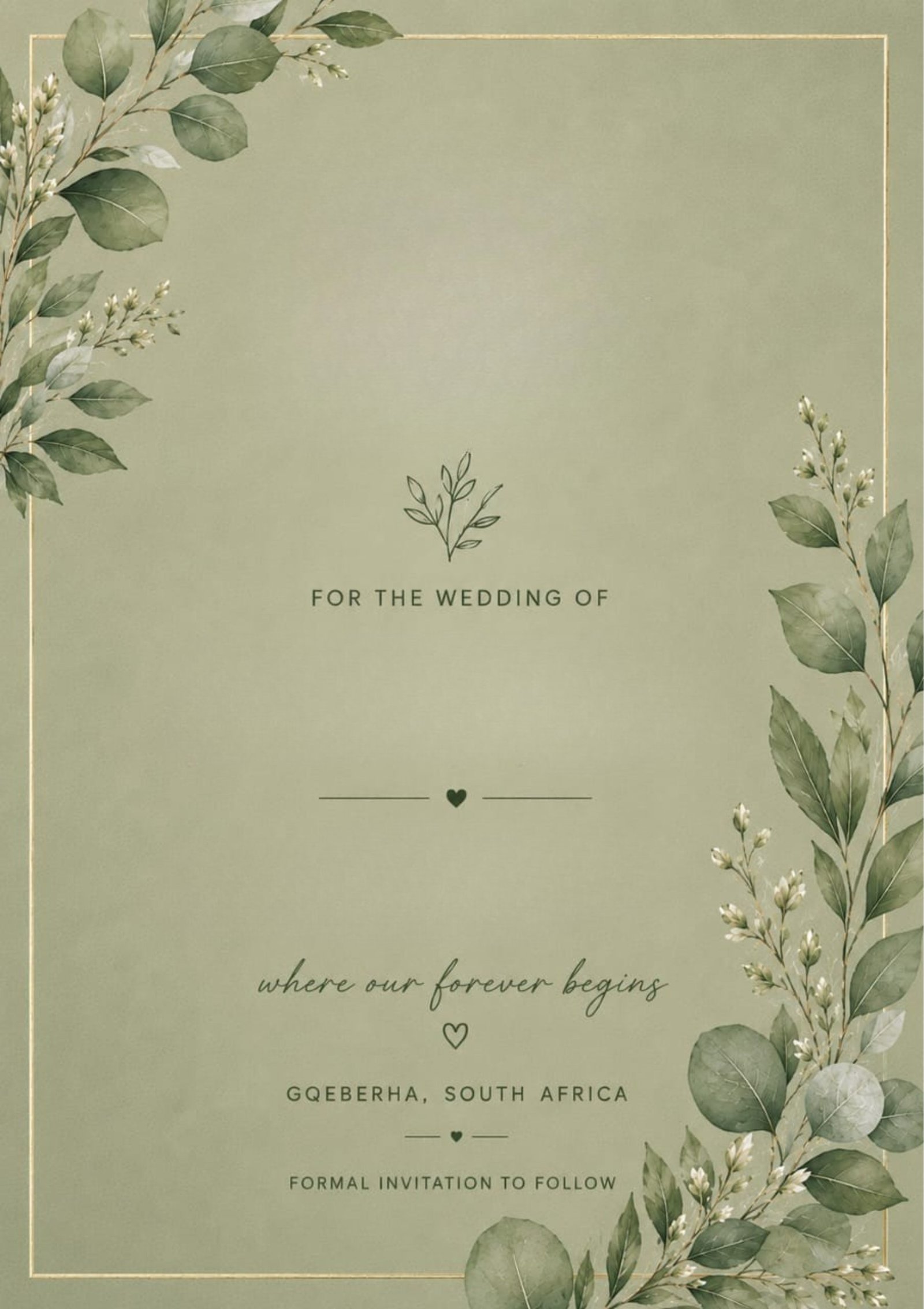 Save the Date — Dean & Elné, floral frame